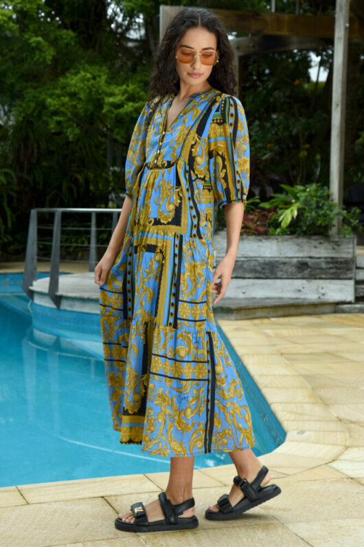 Coop - You've Come a Long Way Dress - Blue/Gold - Image 2