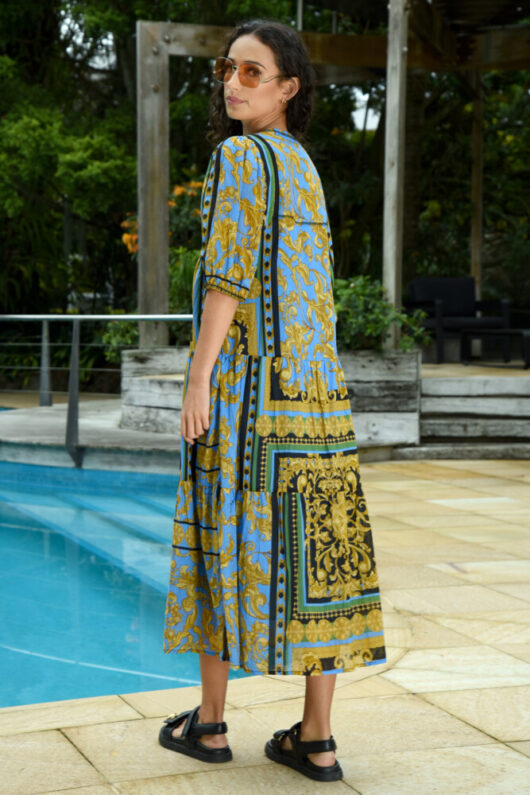 Coop - You've Come a Long Way Dress - Blue/Gold - Image 4