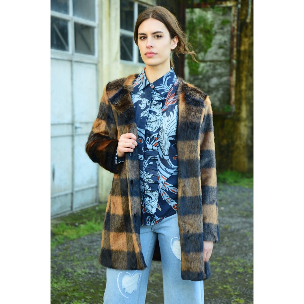 Coop - Longing Fur You Coat - Navy Check