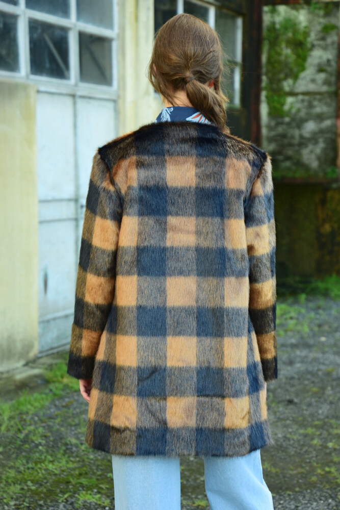 Coop - Longing Fur You Coat - Navy Check - Image 4