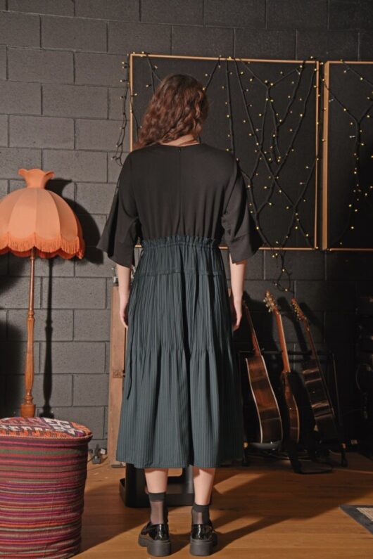 Cooper - Pleating Moments Dress - Ink Pinstripe - Image 4