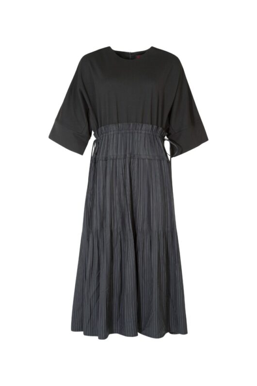 Cooper - Pleating Moments Dress - Ink Pinstripe - Image 6