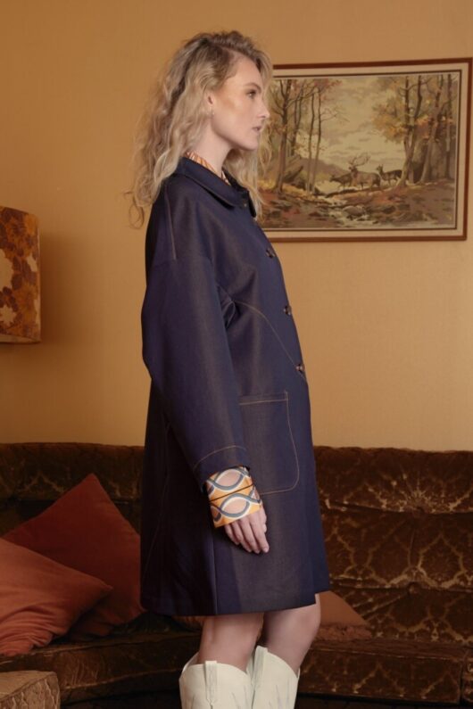 Cooper - Hot Air Cocoon Coat - Denim/Gold - Image 2