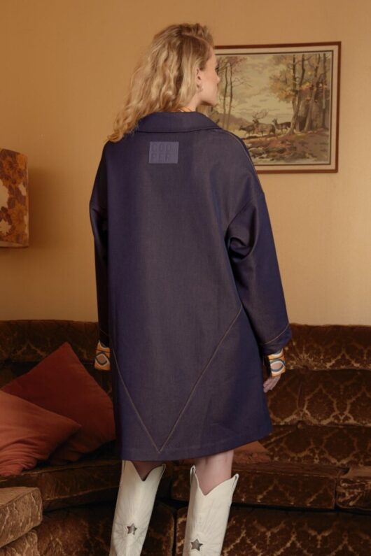 Cooper - Hot Air Cocoon Coat - Denim/Gold - Image 3