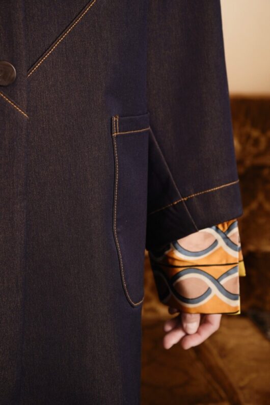 Cooper - Hot Air Cocoon Coat - Denim/Gold - Image 5