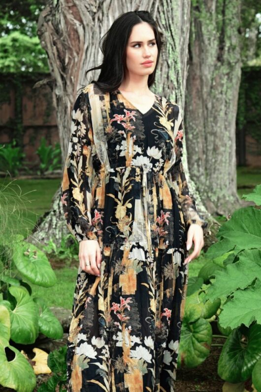 Curate - Artful Elegance Dress - Black Print - Image 2