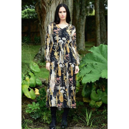 Curate - Artful Elegance Dress - Black Print
