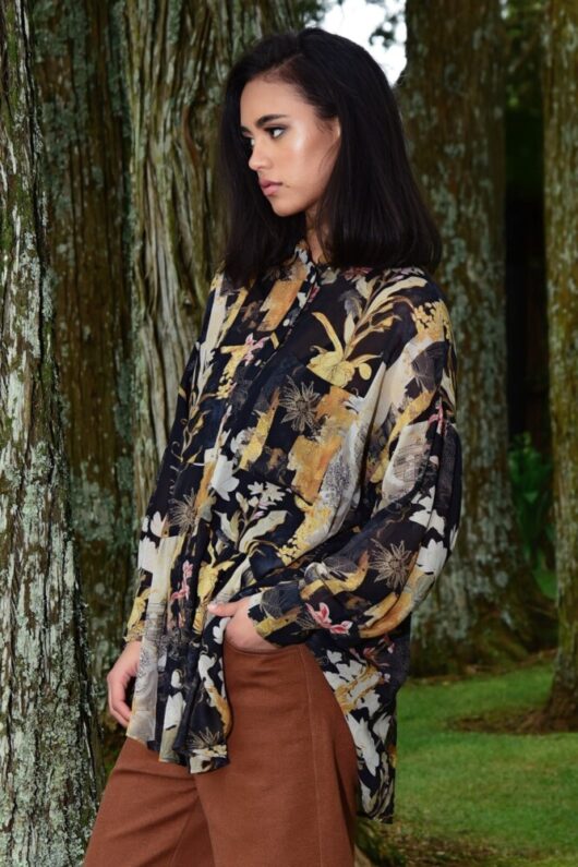 Curate - Button Up Buttercup Blouse - Black Print - Image 2