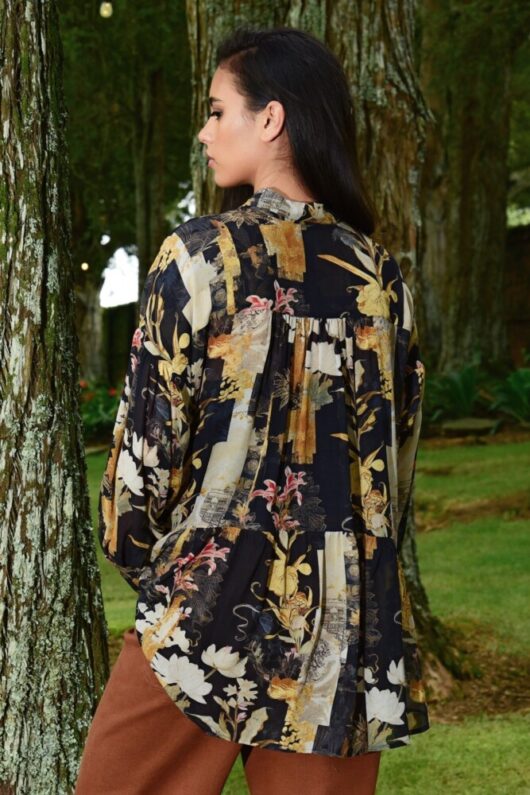 Curate - Button Up Buttercup Blouse - Black Print - Image 3
