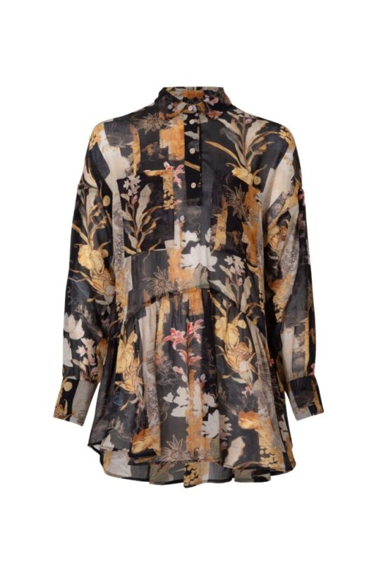 Curate - Button Up Buttercup Blouse - Black Print - Image 5
