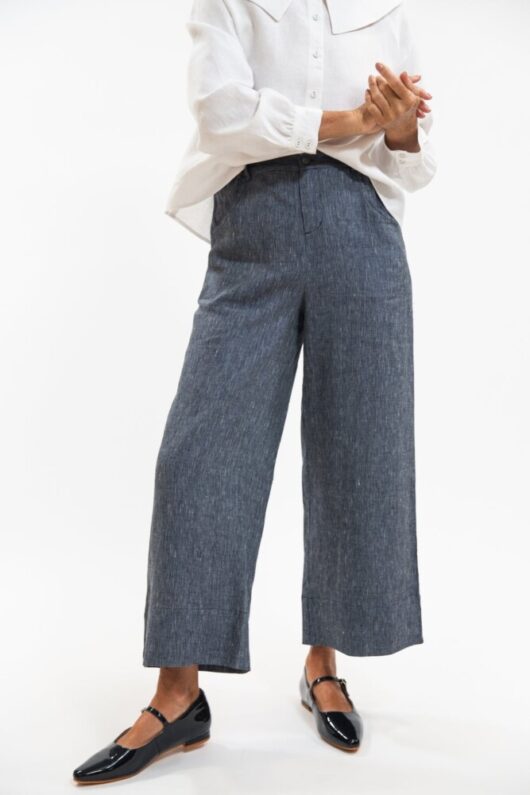 Eva's Sunday - Bowie Pant - Navy Pinstripe - Image 2