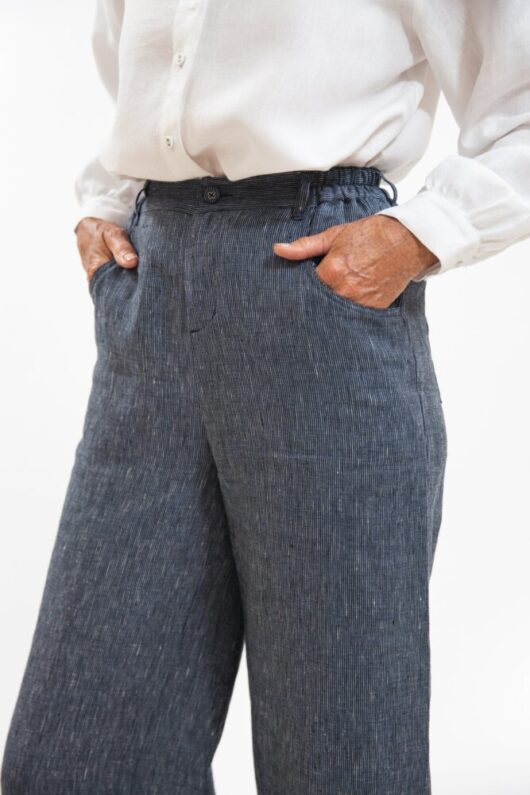 Eva's Sunday - Bowie Pant - Navy Pinstripe - Image 5