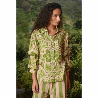 Cooper - Pleat and Greet Blouse - Blush/Green Floral