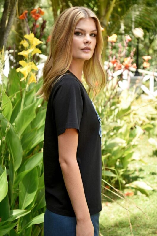Coop - Simply Bowtiful T-shirt - Black/Denim - Image 2