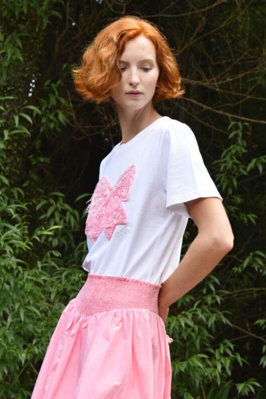 Coop - Simply Bowtiful T-shirt - White/Pink - Image 2