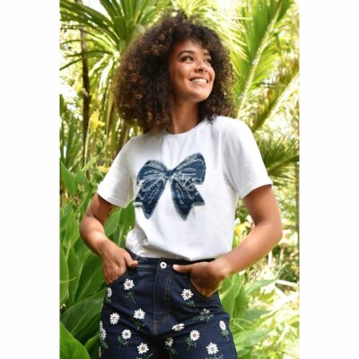 Coop - Simply Bowtiful T-shirt - White/Denim