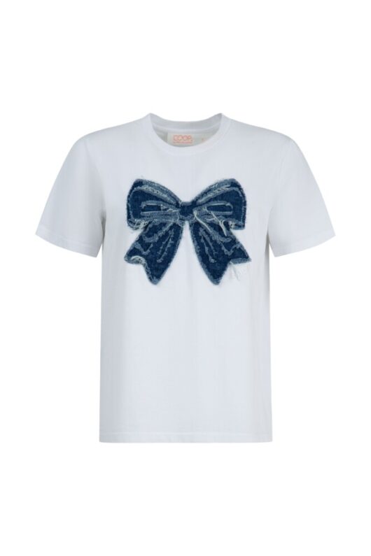 Coop - Simply Bowtiful T-shirt - White/Denim - Image 5