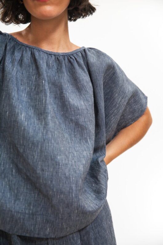 Eva's Sunday - Poppy Top - Navy Stripe - Image 3