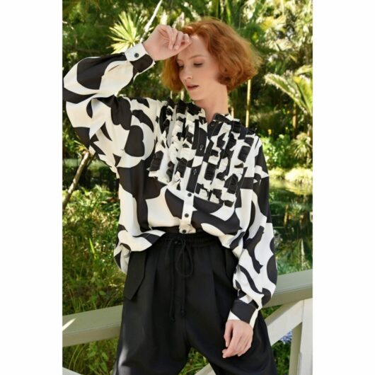 Coop - Shuffle and Ruffle Shirt - Black/Cream