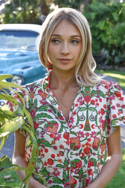 Coop - A Little Flair Dress - Berry Print - Image 4