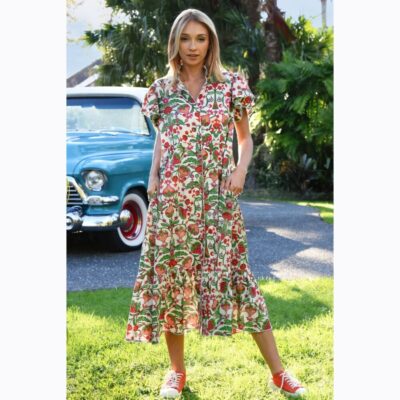 Coop - A Little Flair Dress - Berry Print