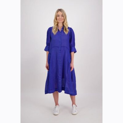Briarwood - Christine Royal Ramie Shirt Dress