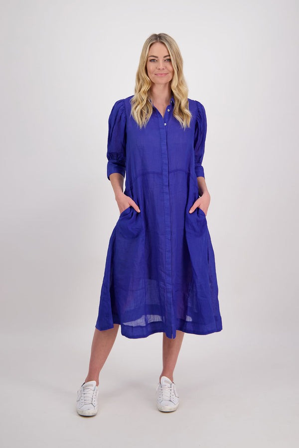 Briarwood - Christine Royal Ramie Shirt Dress - Image 6