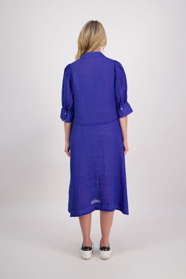 Briarwood - Christine Royal Ramie Shirt Dress - Image 3