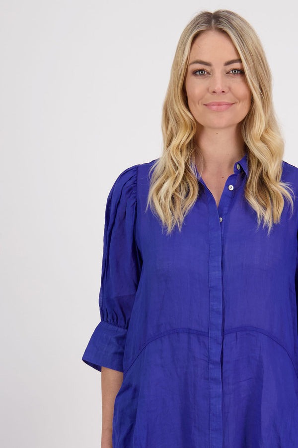 Briarwood - Christine Royal Ramie Shirt Dress - Image 4
