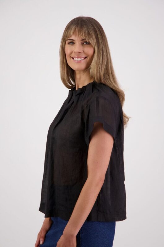 Briarwood - Pia Black Ramie Top - Image 2