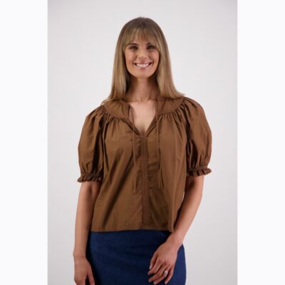 Briarwood - Selma Tan Cotton Poplin Top