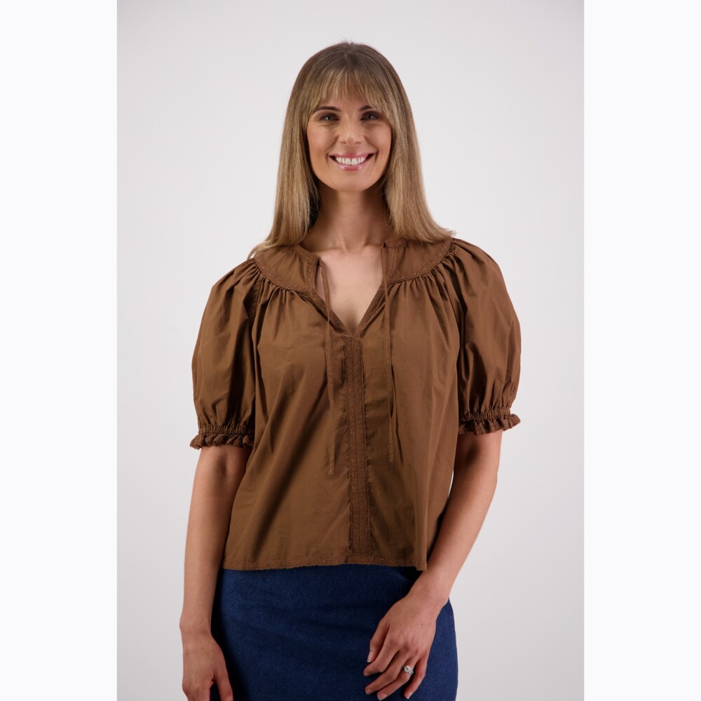 Briarwood - Selma Tan Cotton Poplin Top