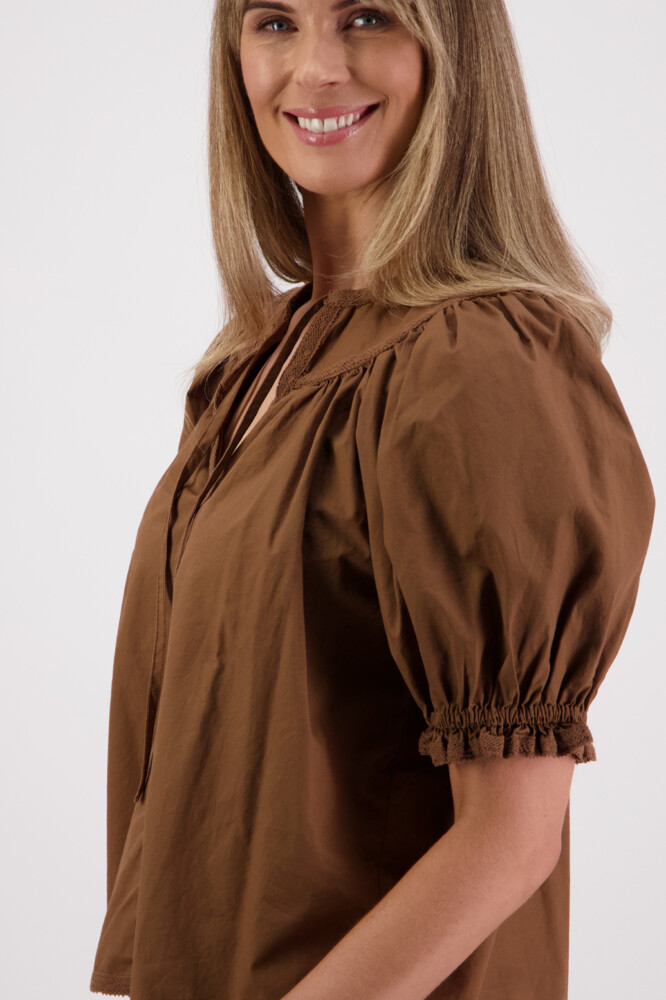 Briarwood - Selma Tan Cotton Poplin Top - Image 4
