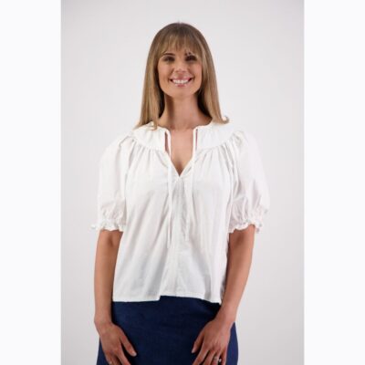 Briarwood - Selma White Cotton Poplin Top