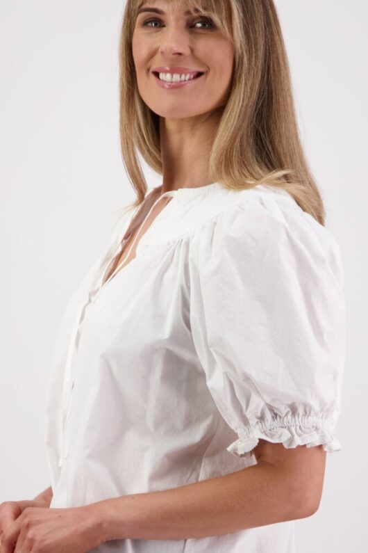 Briarwood - Selma White Cotton Poplin Top - Image 4