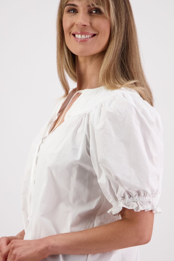 Briarwood - Selma White Cotton Poplin Top - Image 4