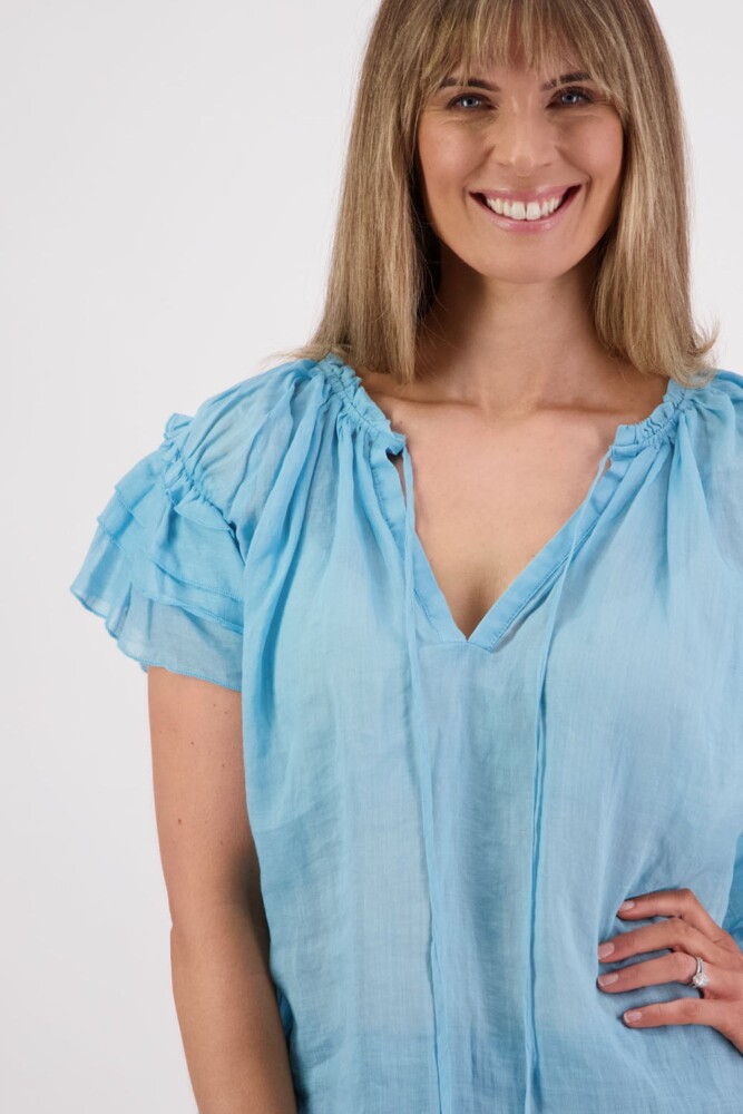 Briarwood - Shakespeare Aqua Ramie Top - Image 4