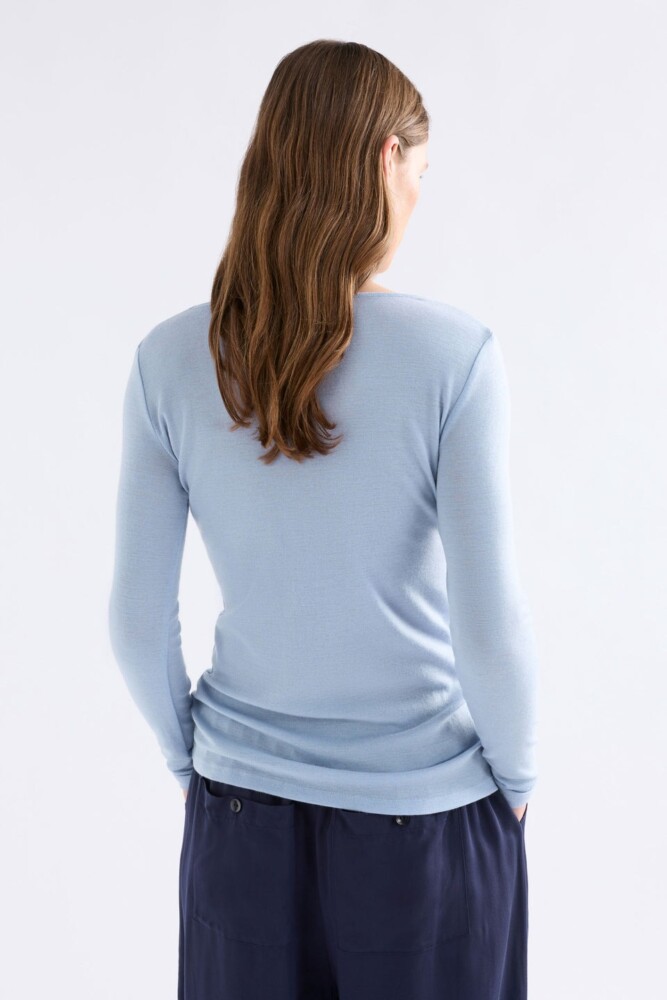 Elk - Merino Long Sleeve Top - Pearl Blue - Image 3