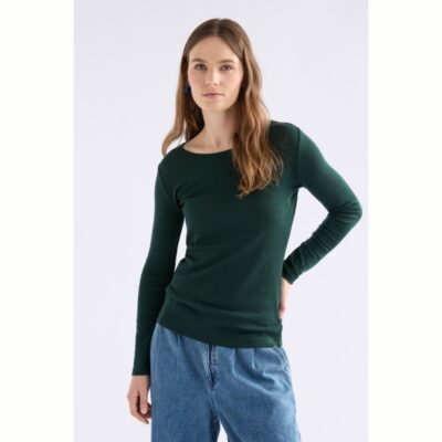 Elk - Merino Long Sleeve Top - Dark Pine