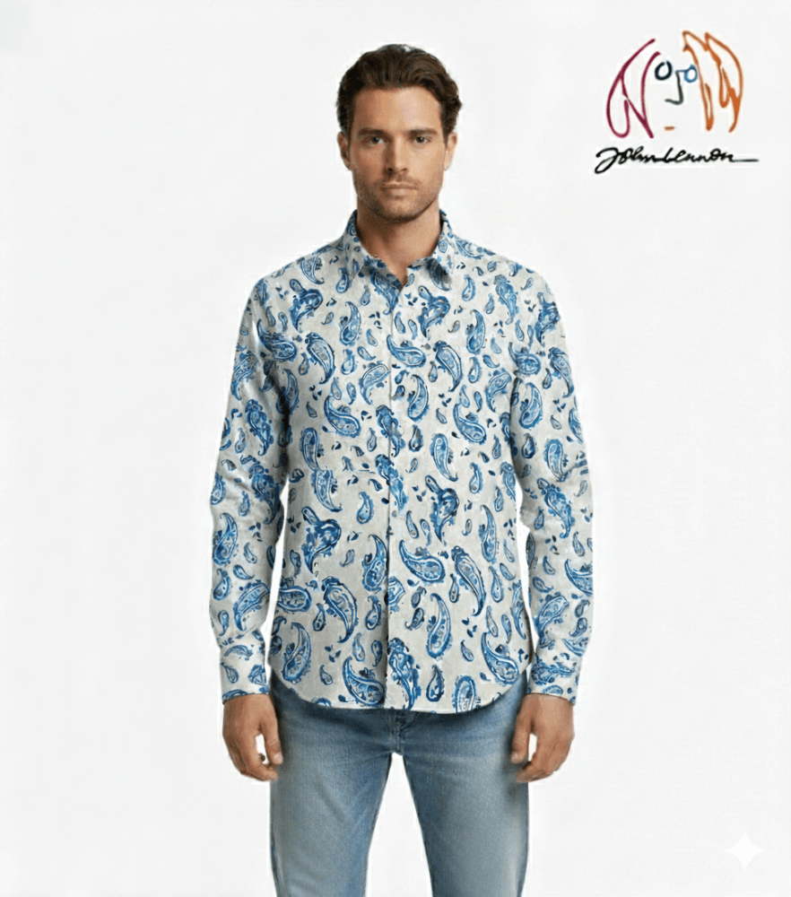 John Lennon - Blue Paisley Shirt - Long Sleeve - Image 2