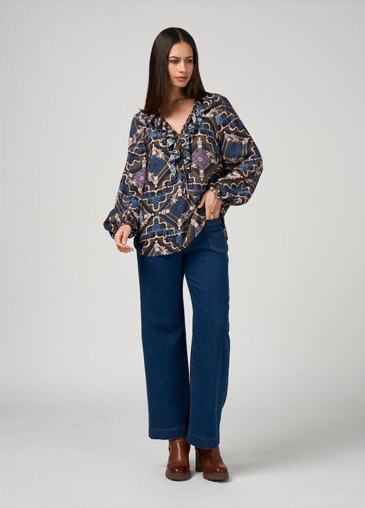 Loobie's Story - Regalia Blouse - Olive Multi - Image 3