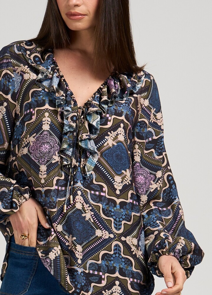 Loobie's Story - Regalia Blouse - Olive Multi - Image 2