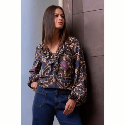 Loobie's Story - Regalia Blouse - Olive Multi