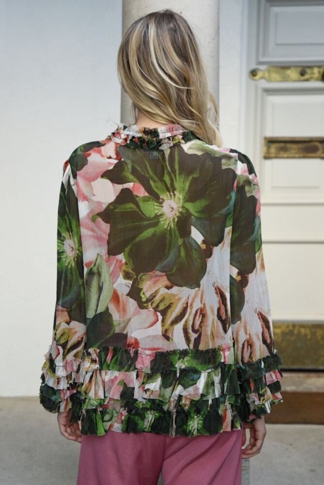 Trelise Cooper - You Give Me the Frills Blouse - Green Floral - Image 2