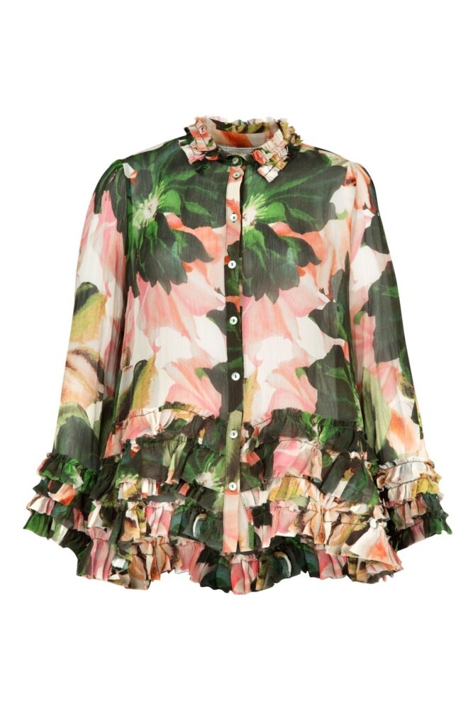 Trelise Cooper - You Give Me the Frills Blouse - Green Floral - Image 6