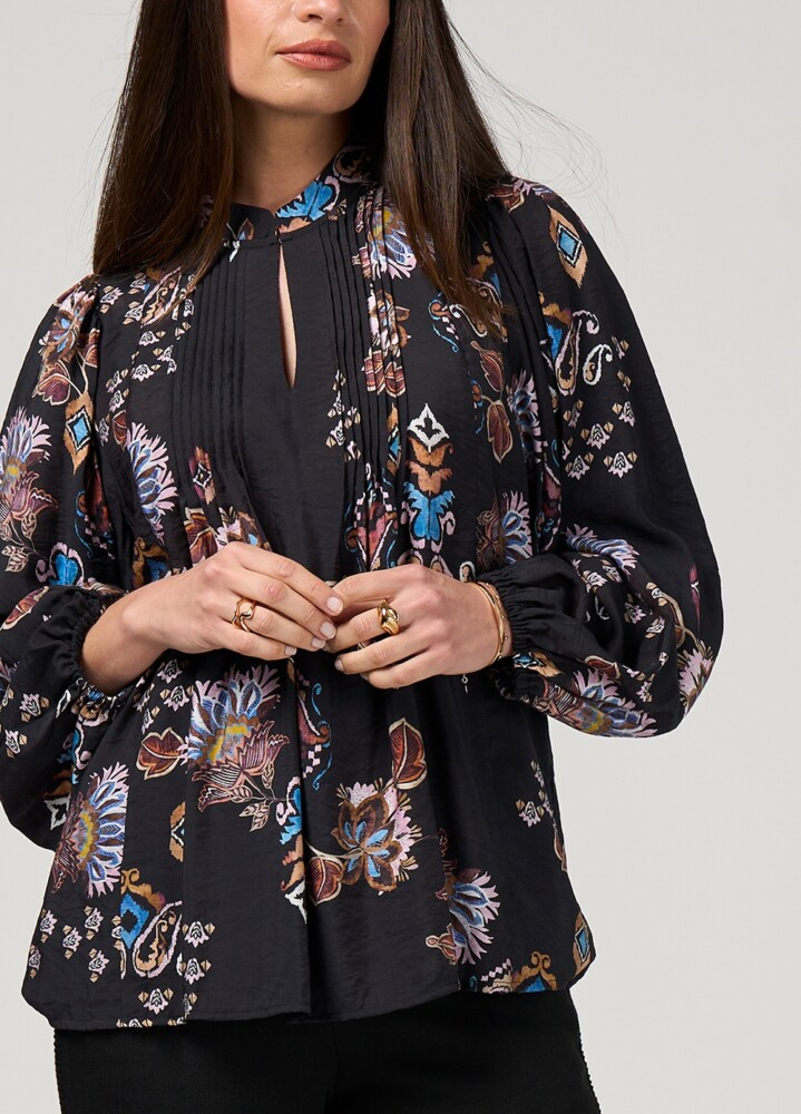 Loobie's Story - Gilded Lotus Blouse - Black Multi - Image 3