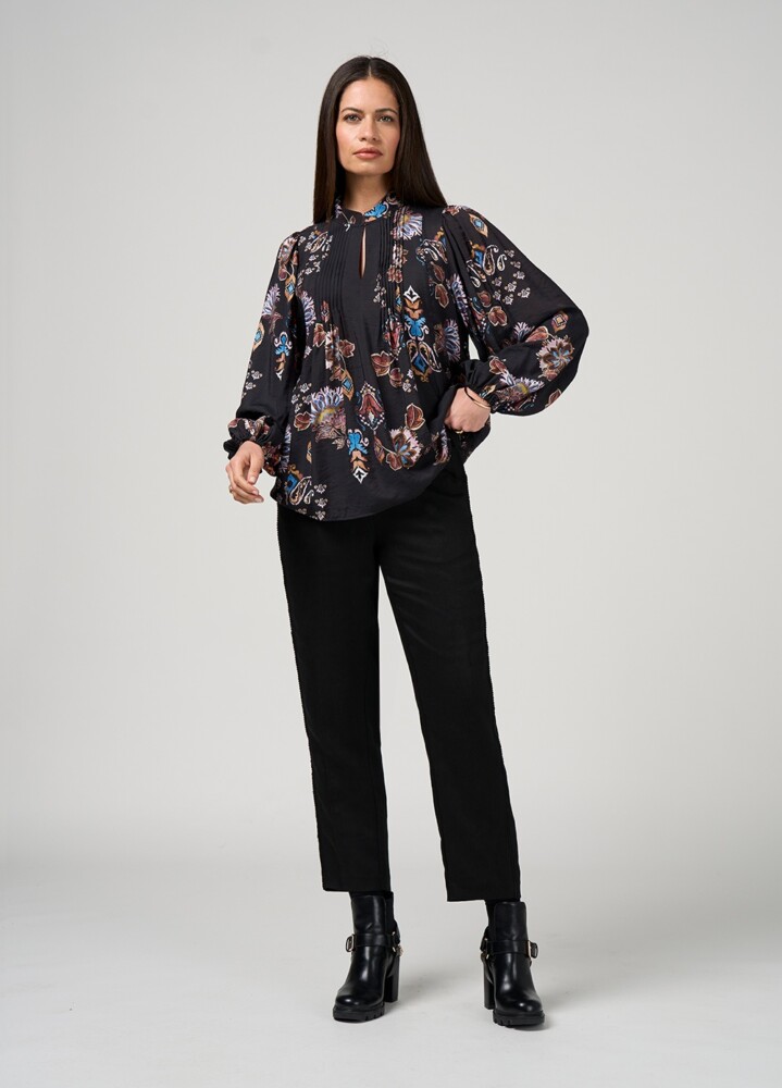 Loobie's Story - Gilded Lotus Blouse - Black Multi - Image 2