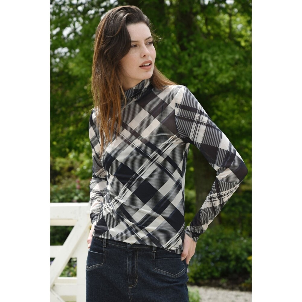 Cooper - It's Neck and Neck Top - Stone/Check
