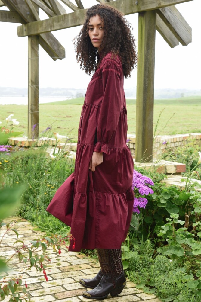 Coop - Just a Trace of Lace Dress - Maroon - Image 2