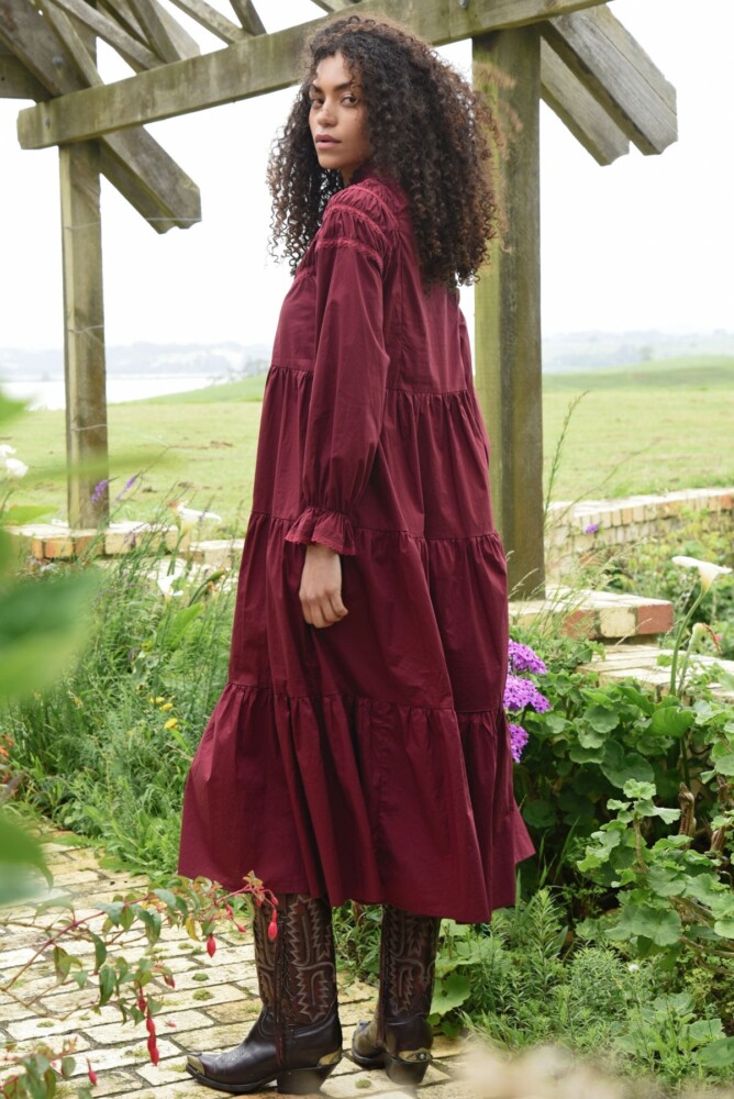 Coop - Just a Trace of Lace Dress - Maroon - Image 3
